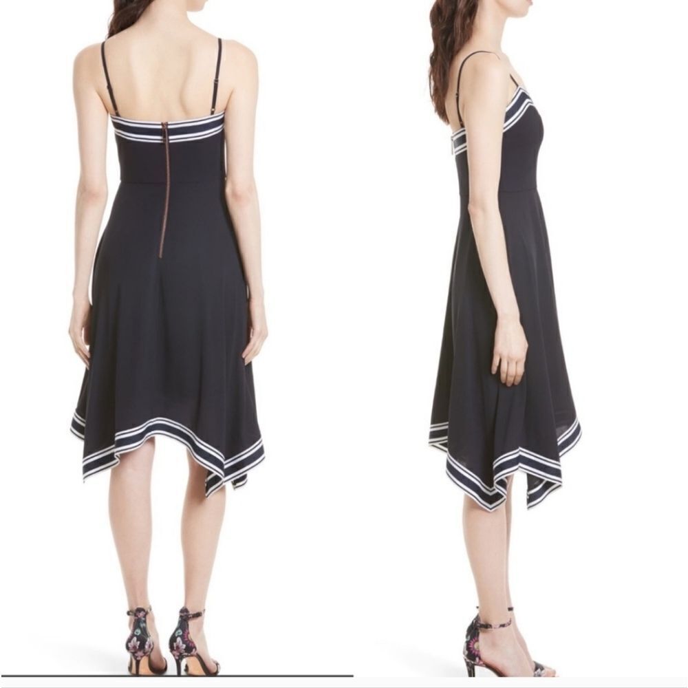 Ted Baker Kahmen Strappy Midi Dress 6 in Navy Blue and White